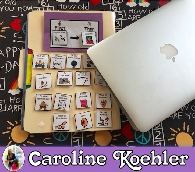 First then token board for autism and laptop.