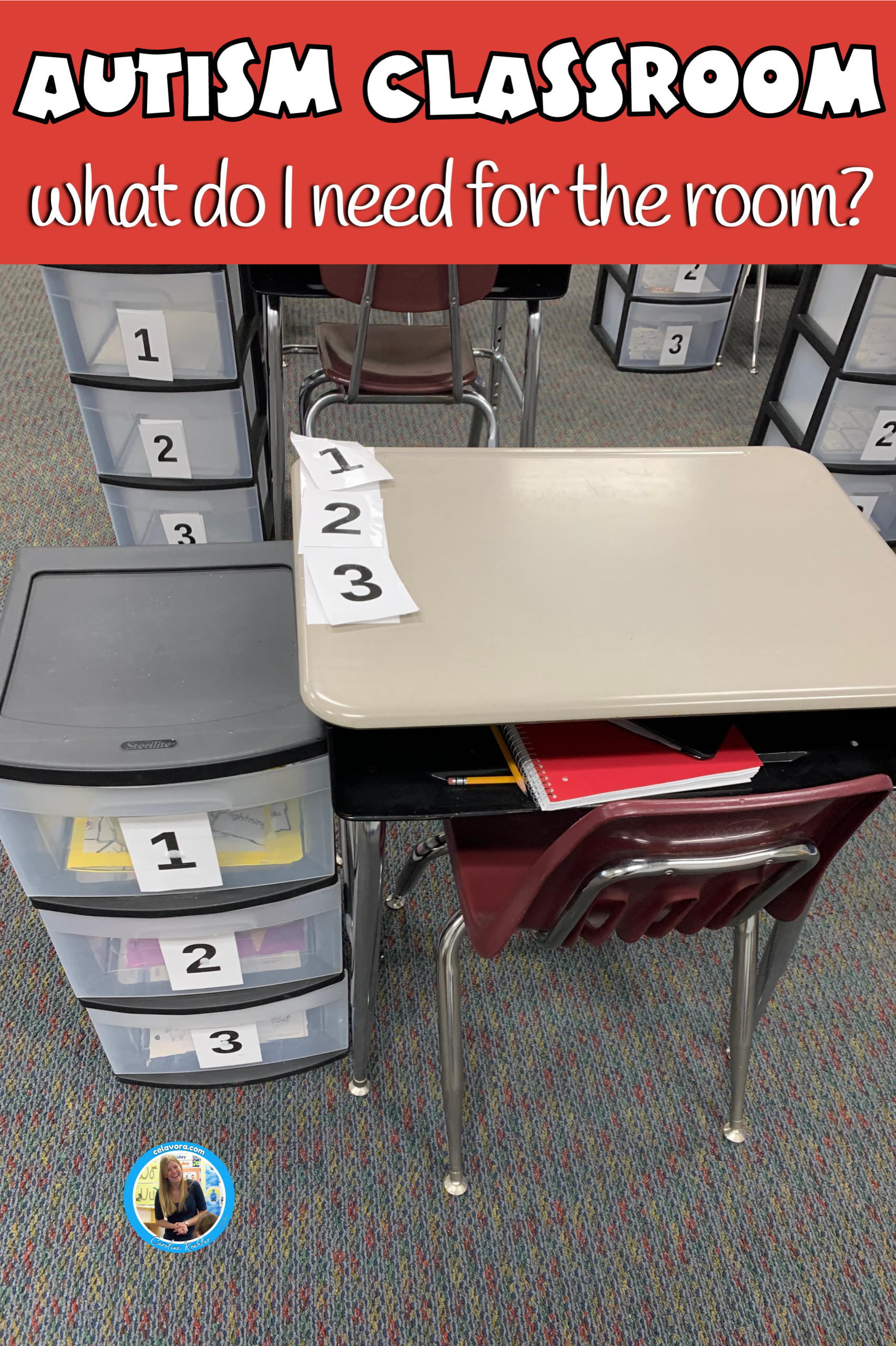 Student desk with 3 drawer tower