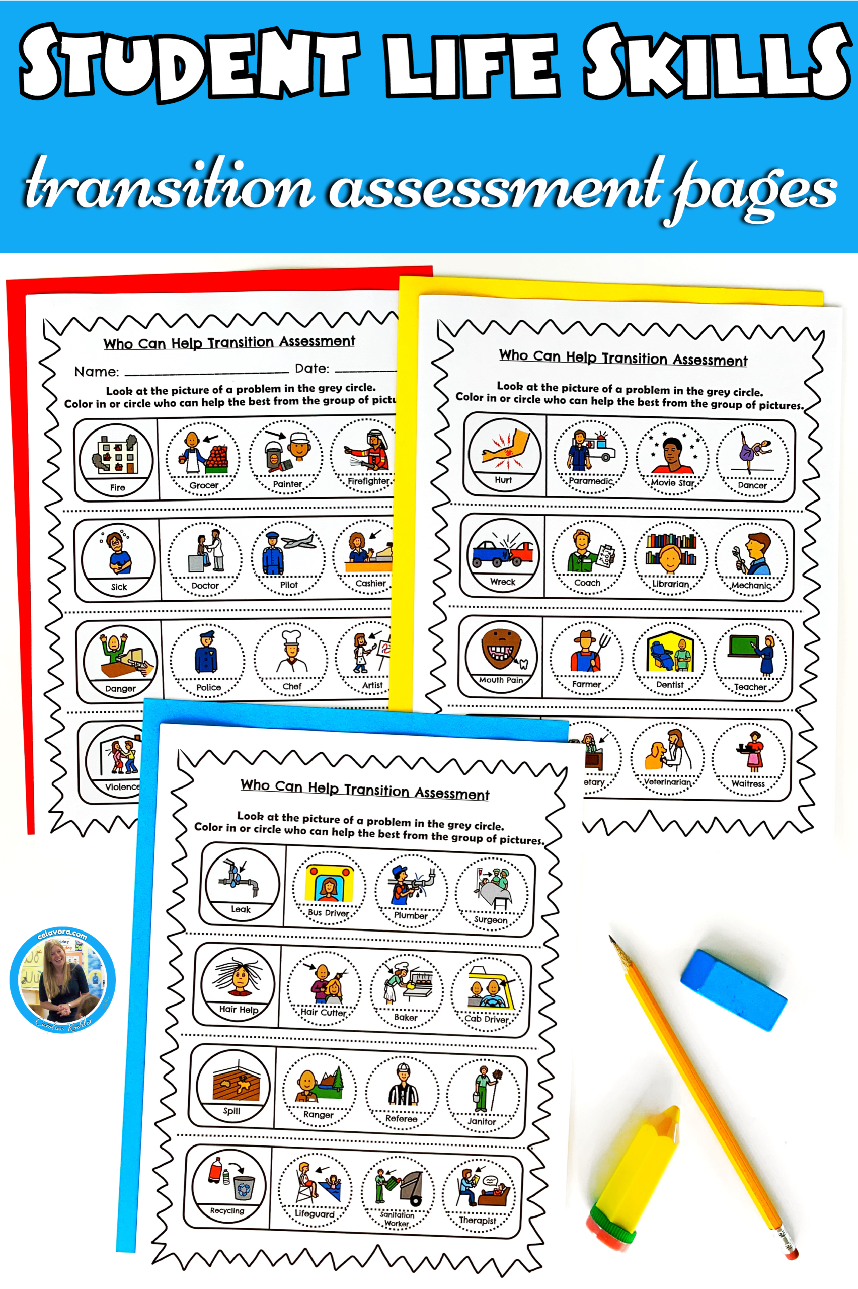 Student life skills pages teaching and assessing who can help in the community