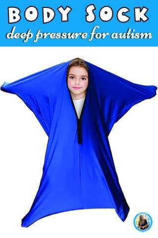 Child inside a blue body sock