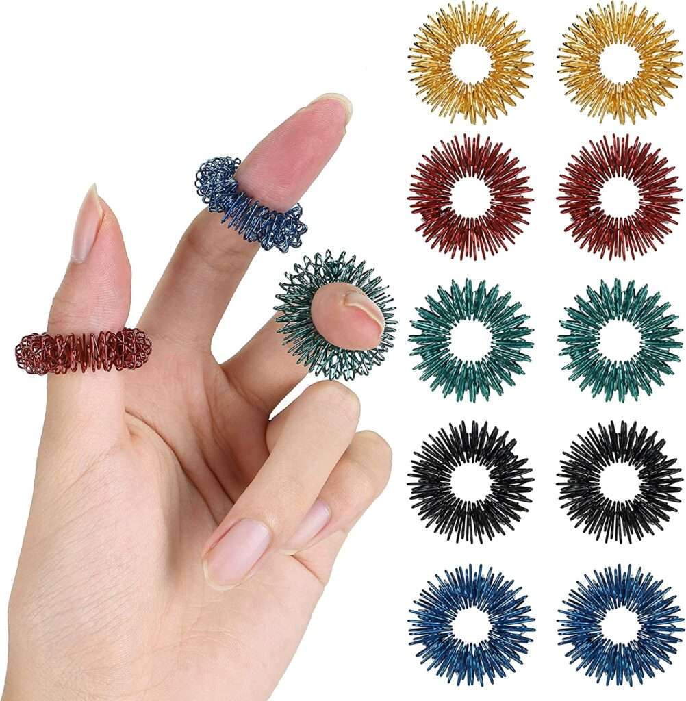 An assortment of spiky sensory rings