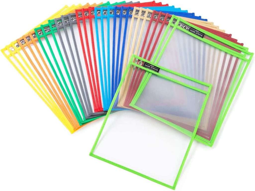 Dry erase pockets aids of teaching