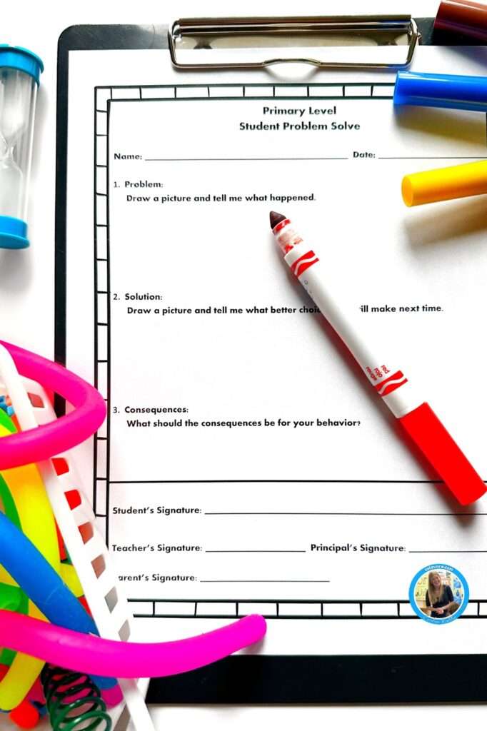 A primary level student problem, solve Tyler student to draw a picture of the problem, draw a solution of a problem, and drawl out the consequences for the behavior related to the problem.