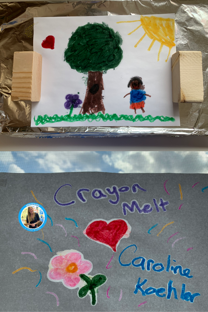 Kindergarten brain breaks showing a crayon melt activity that promotes relaxation and fine motor skills.