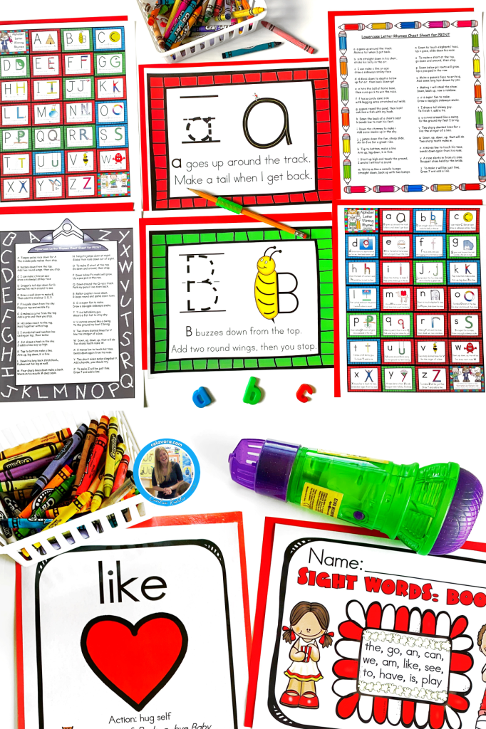 A picture showing a sight words printable’s kindergarten set trace the letter pages for lowercase letter formation