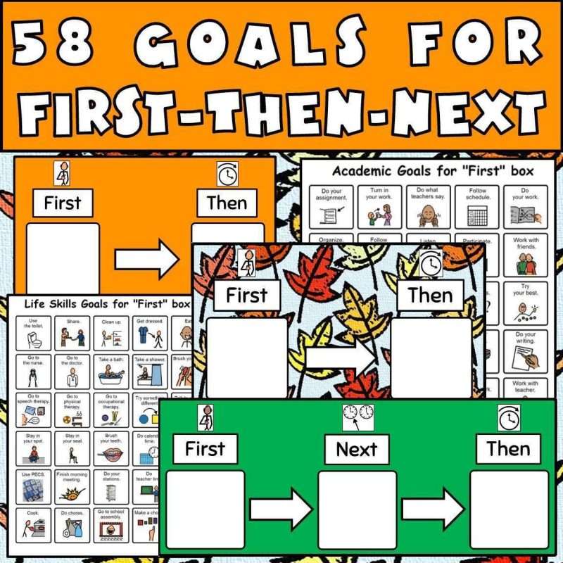 58 goals for first, the next boards for Thanksgiving autism activities.