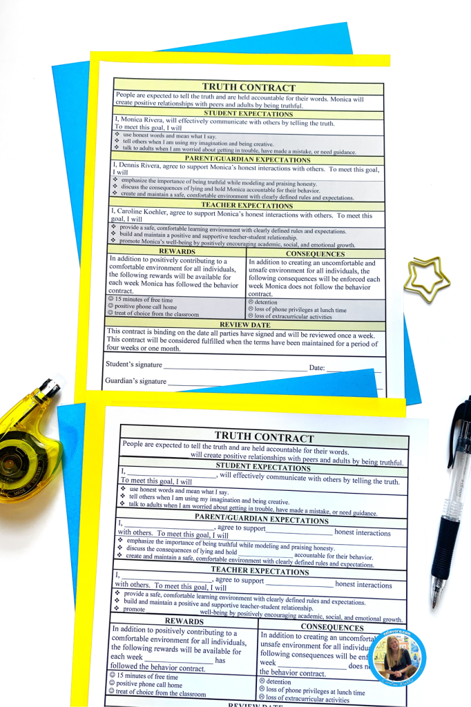 Behavior contract templates to use with life, skill topics for students with special education needs.
