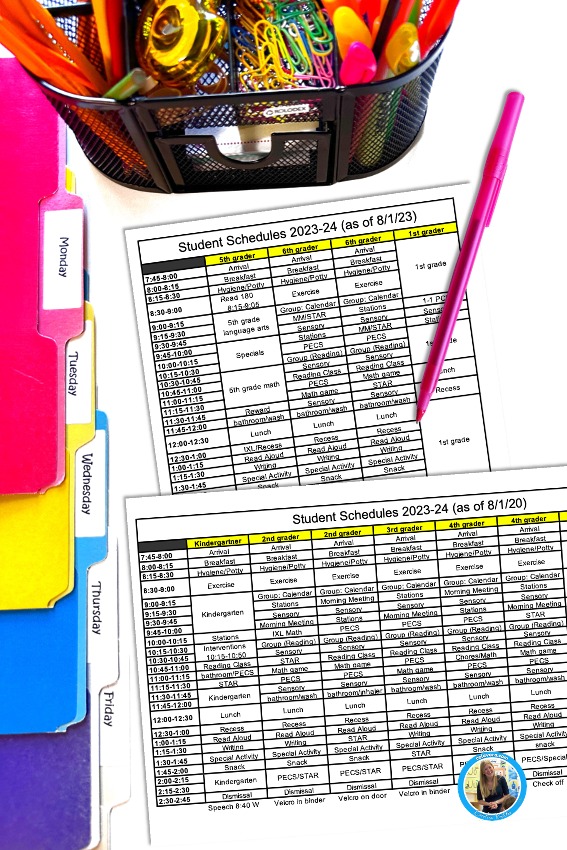 Outline your routines and procedures in a classroom by using a daily visual schedule, and grid to organize the day.