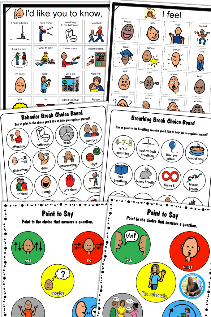 Communication boards for students with special education needs to use as a way to teach in life skills.