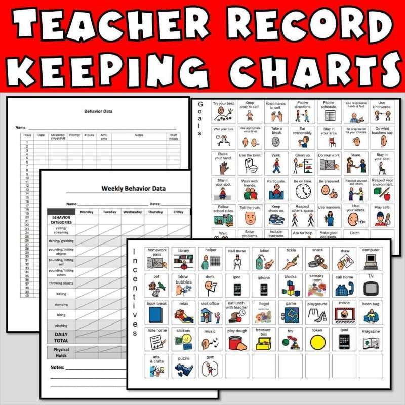 Teacher record keeping charts showing behavior charts and beyond.