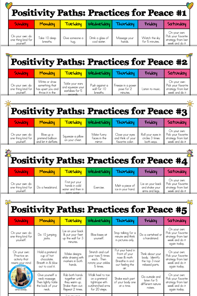 Positively past practices for peace with five behavior, calendars to support depression in student