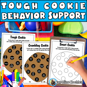 Tough cookie behavior support showing the smart cookie activities on a clipboard in a classroom.