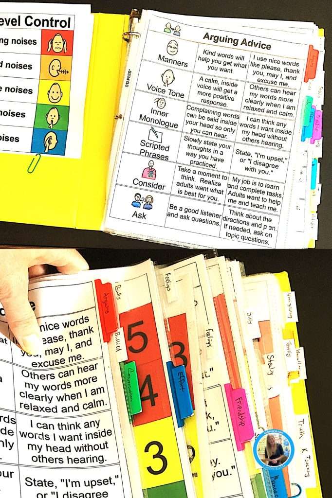 Visual aids of teaching showing leveled monitoring controls for behavior management at school