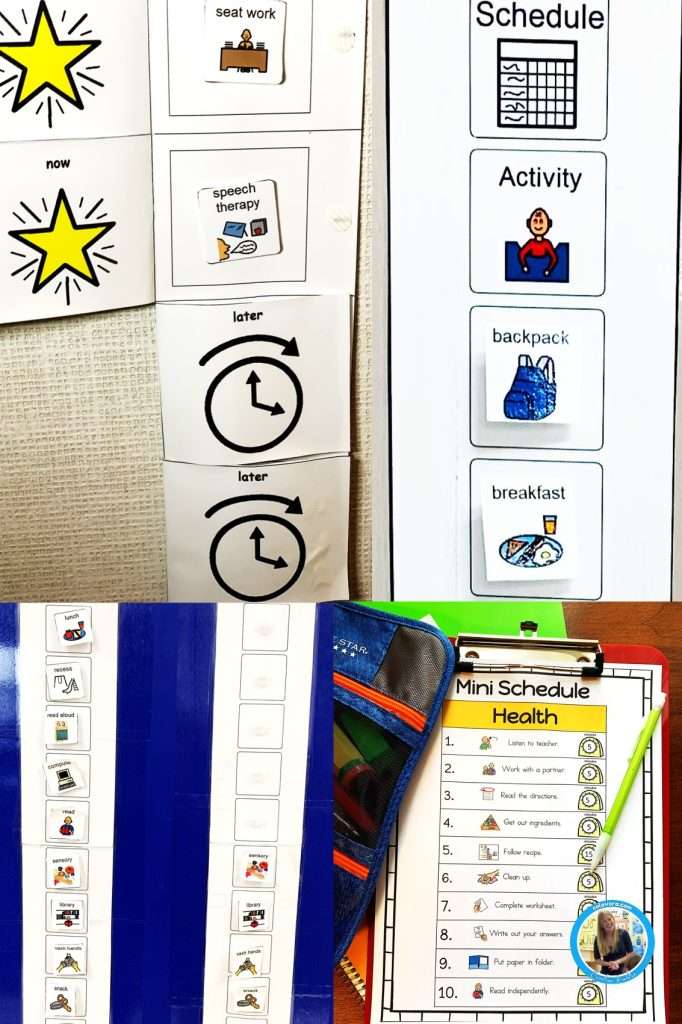 Visual schedules for students with autism shown for teaching elementary