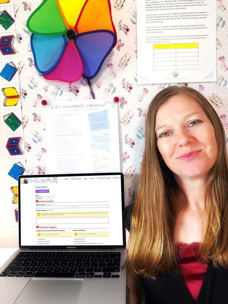 Caroline Koehler showing a teaching sped tool for special education, teachers to use to auto write their IEP supporting documents.