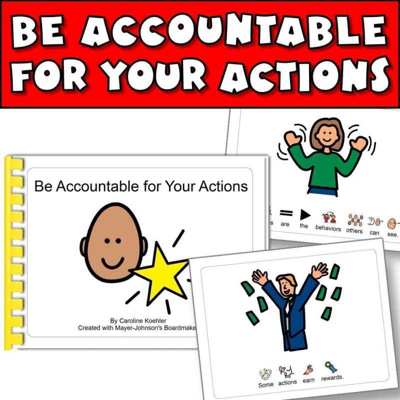 Autism problem behavior social stories set showing be accountable for your actions social story
