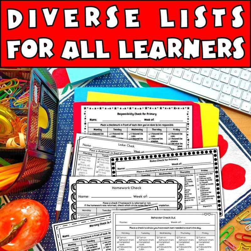 Check and check out intervention showing diverse list for all learners to be successful in the classroom
