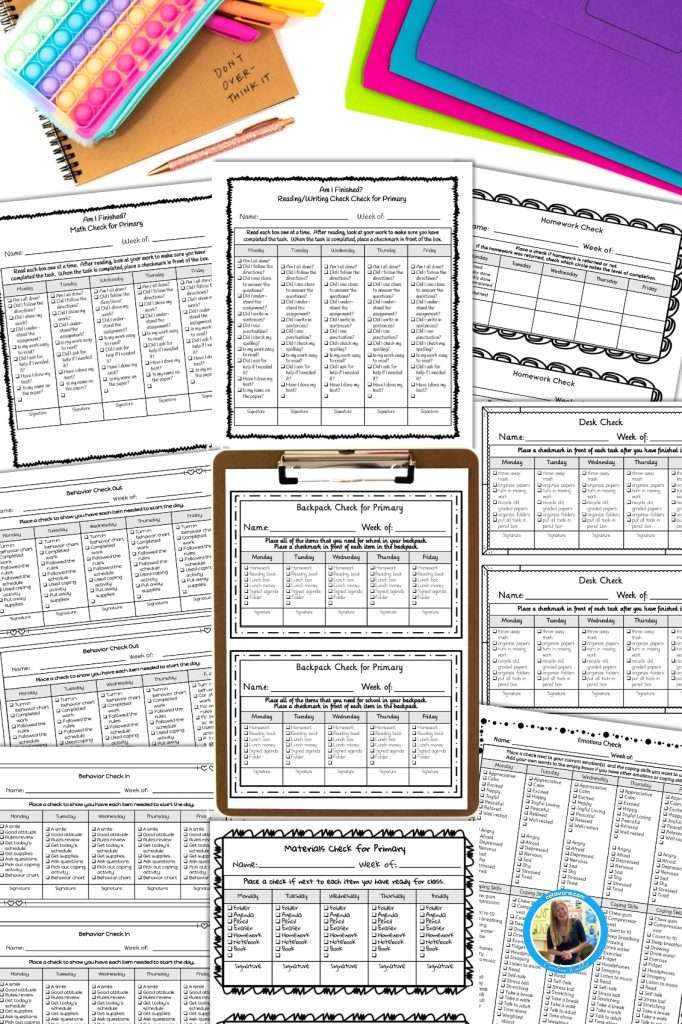 Check in check out PBIS sheets for teachers to use with students at school