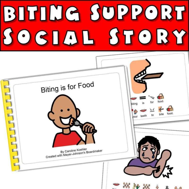 How to stop biting with a biting support social story for kids with autism.