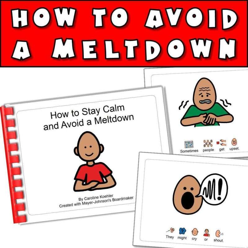 Meltdown autism social story showing how to stay calm and avoid a meltdown