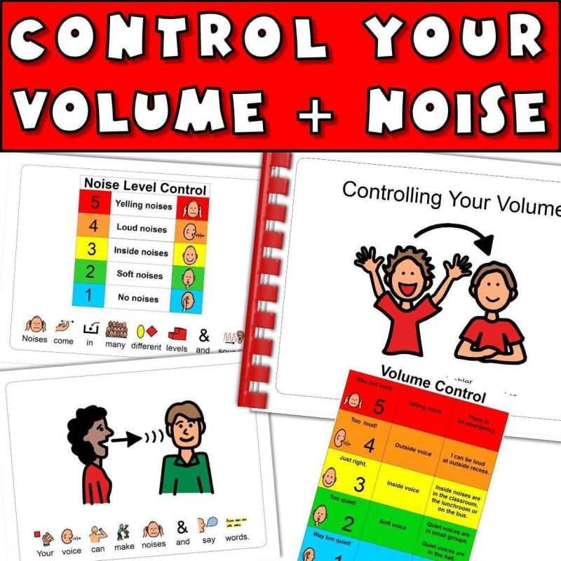 Social story on listening called control your volume and noise with volume control visuals