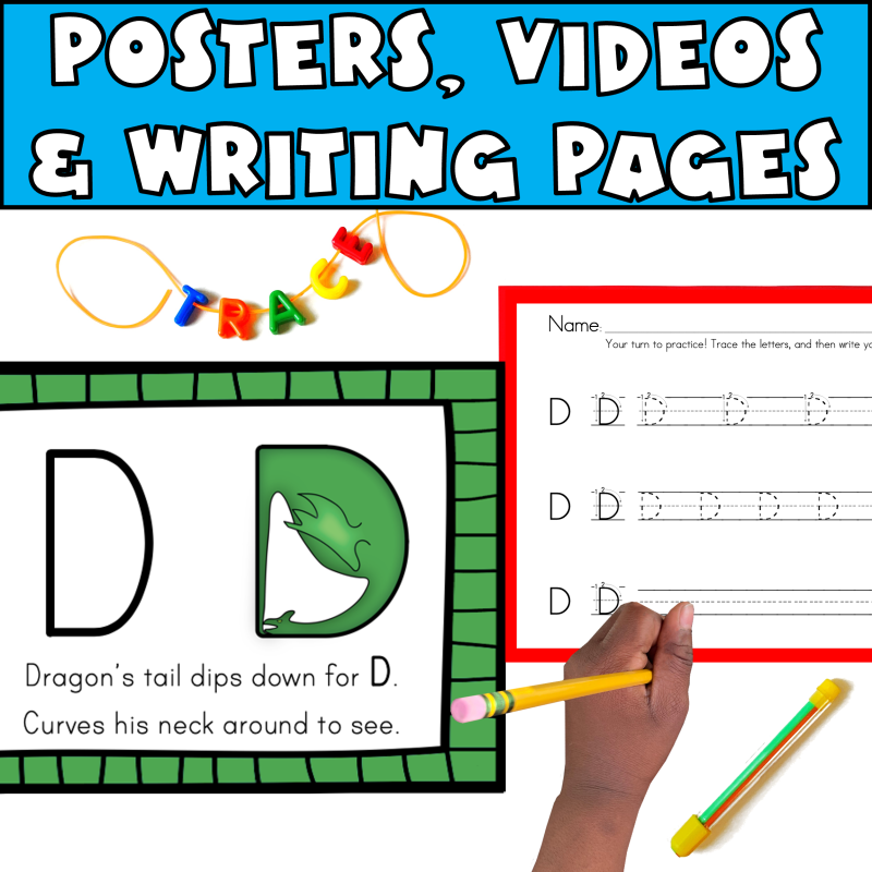 Alphabet printables, posters, videos, and writing pages