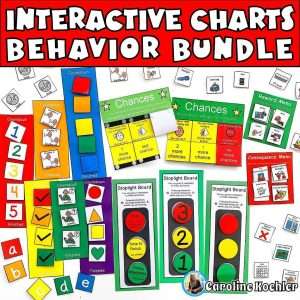 Interactive daily behavior charts bundle showing chance, boards, countdown, charts, and traffic light behavior charts.