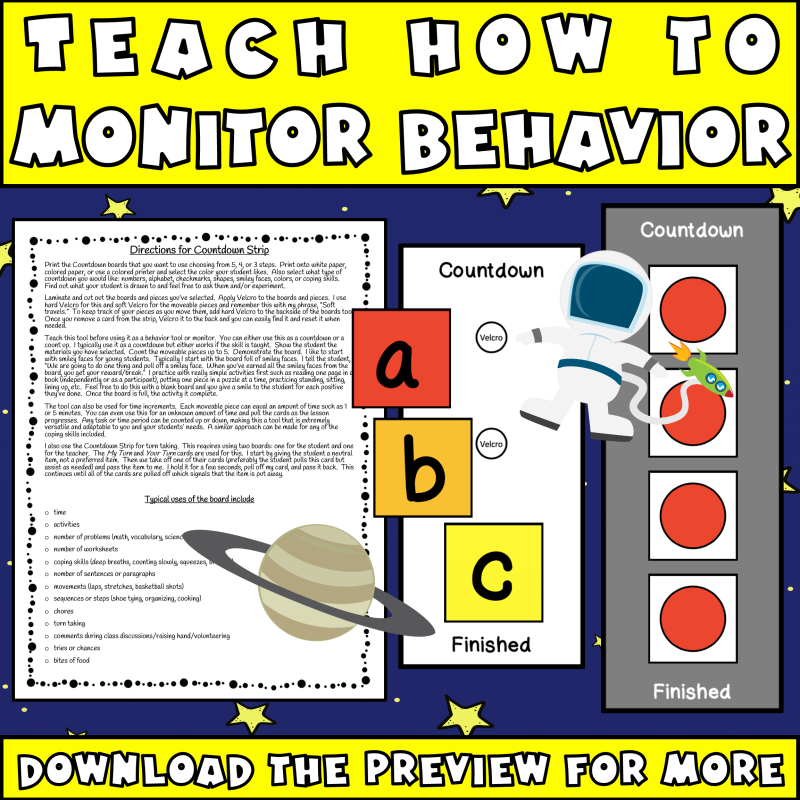 Homemade behavior chart to teach how to regulate behavior