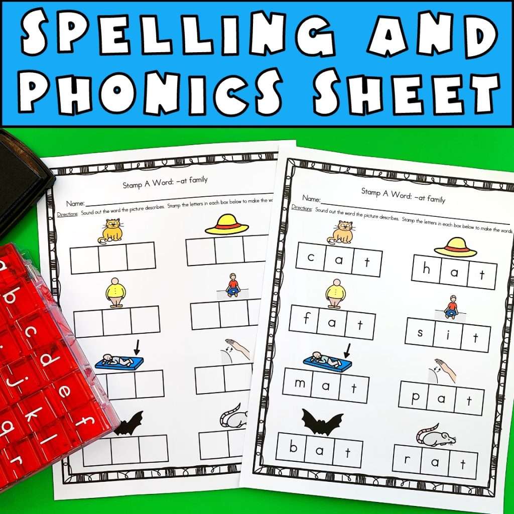 Spelling activity sheets for kindergarten students