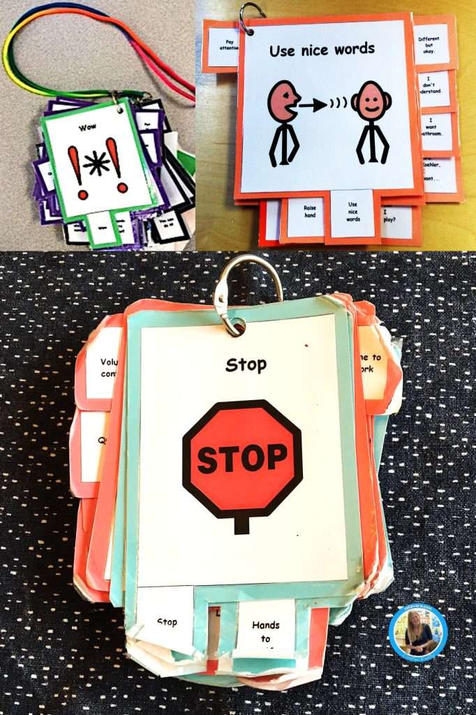Pictures of cue cards showing what are cue cards in the classroom