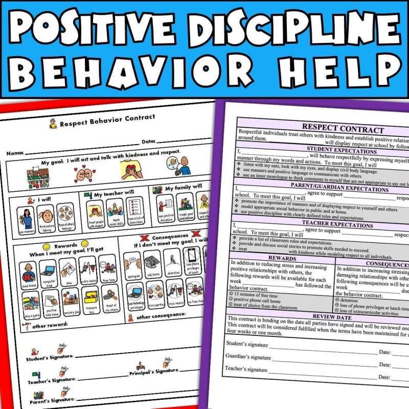 Behavior contract templates for positive discipline and behavior help