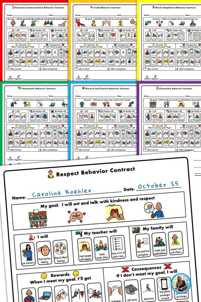 Behavior contract examples with picture based kid behavior contracts