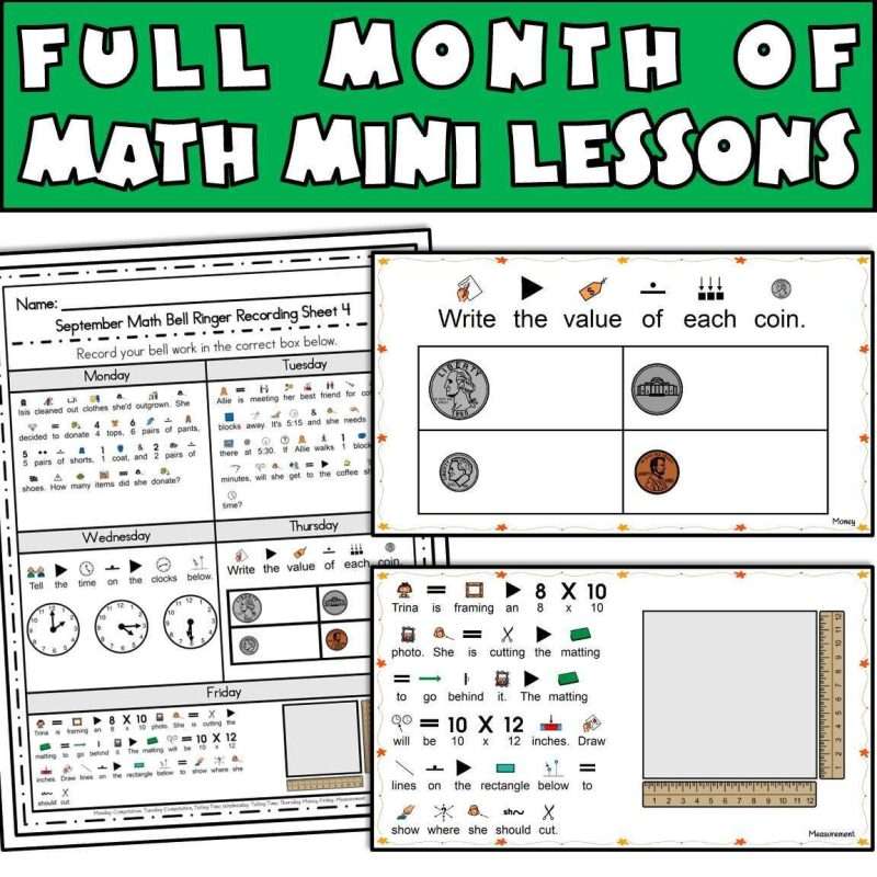 Daily math warm ups with a full month of September math mini lessons