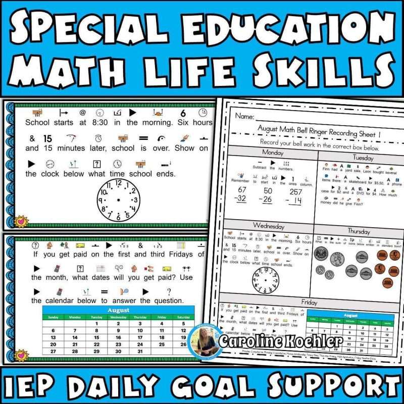 Free special education math curriculum with IEP daily goal support