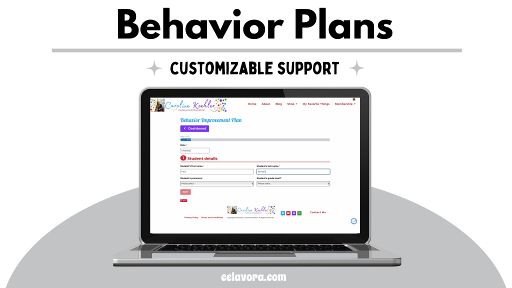 intervention behavior plan example and template on SPED Up Paperwork's membership site with celavora.com