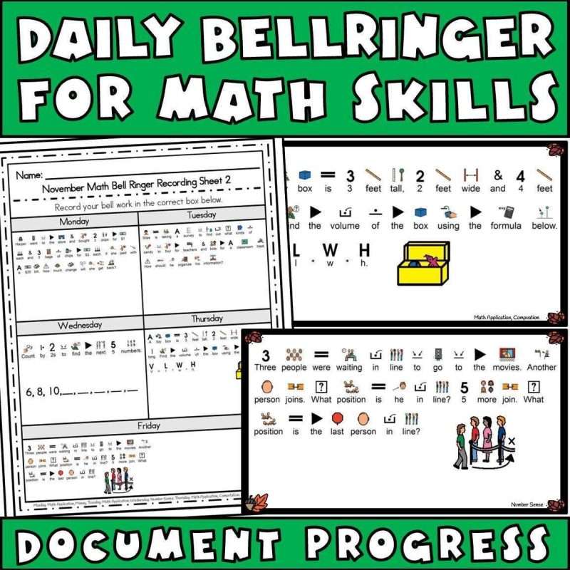 Life skills daily bellringer for math skills to document progress