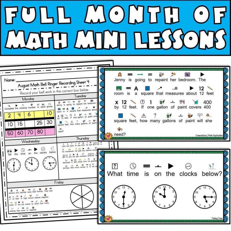 Life skills sped with a full month of math any lessons for August