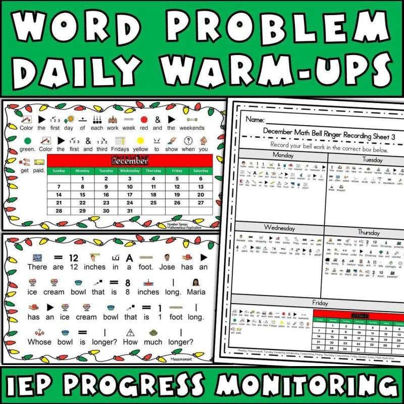 Life skills worksheets for math special education IEP goals for December