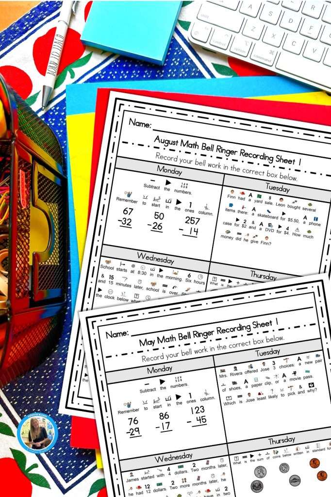 Math life skills worksheets for August