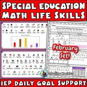 Math life skills curriculum with special education IEP daily support for the month of February.