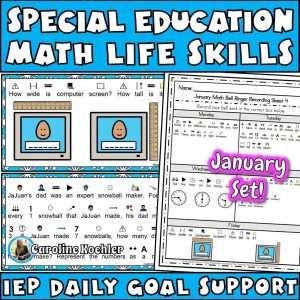 Math life skills worksheets for special education January set