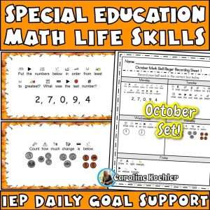 Math special education life skills for students with IEPs for the month of October