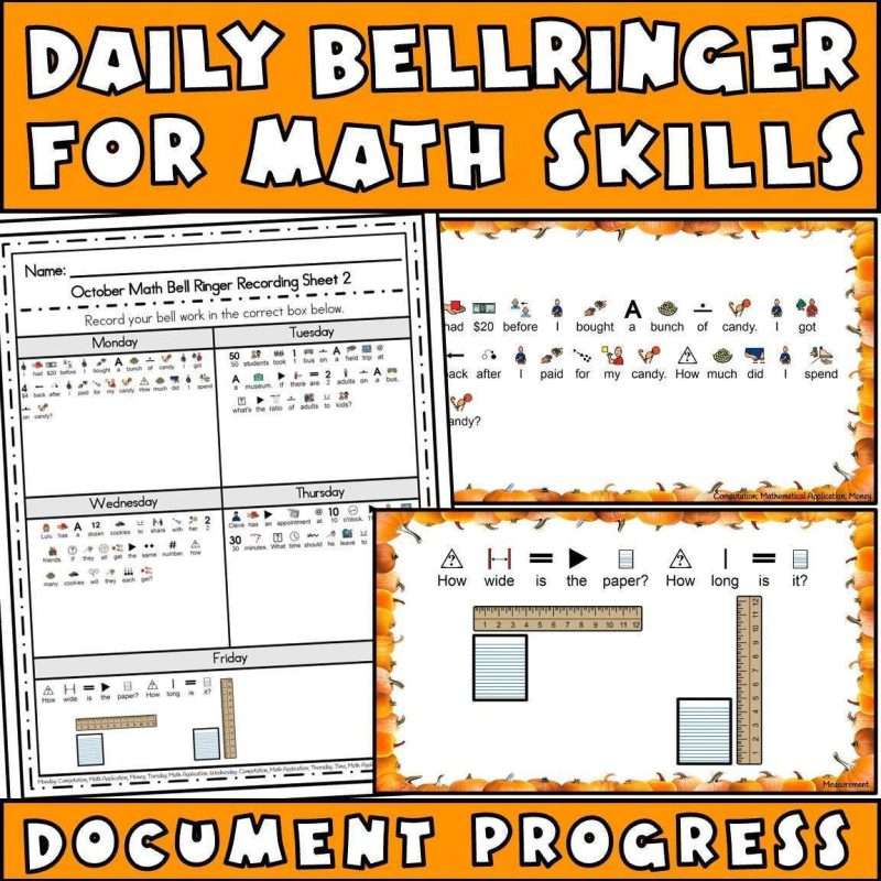 Special education worksheets daily bell ringer for math skills.