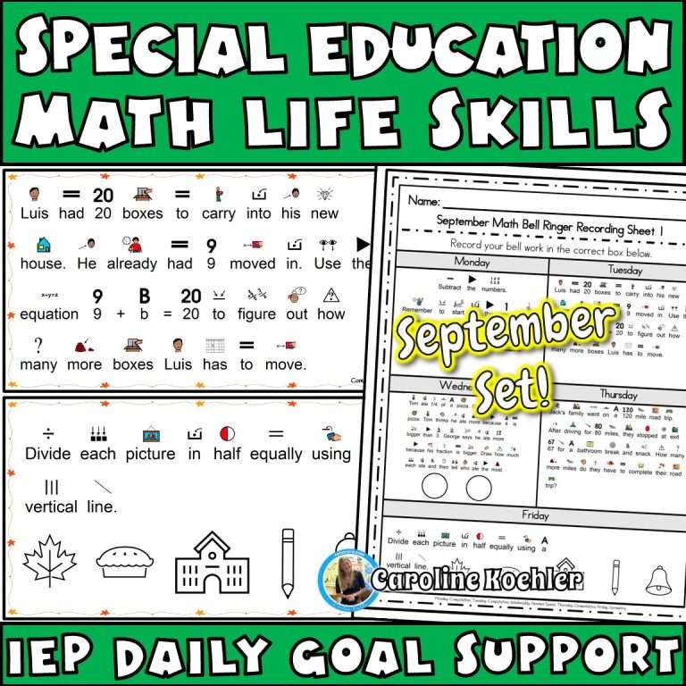 Sped math life skills for September for students with IEPs