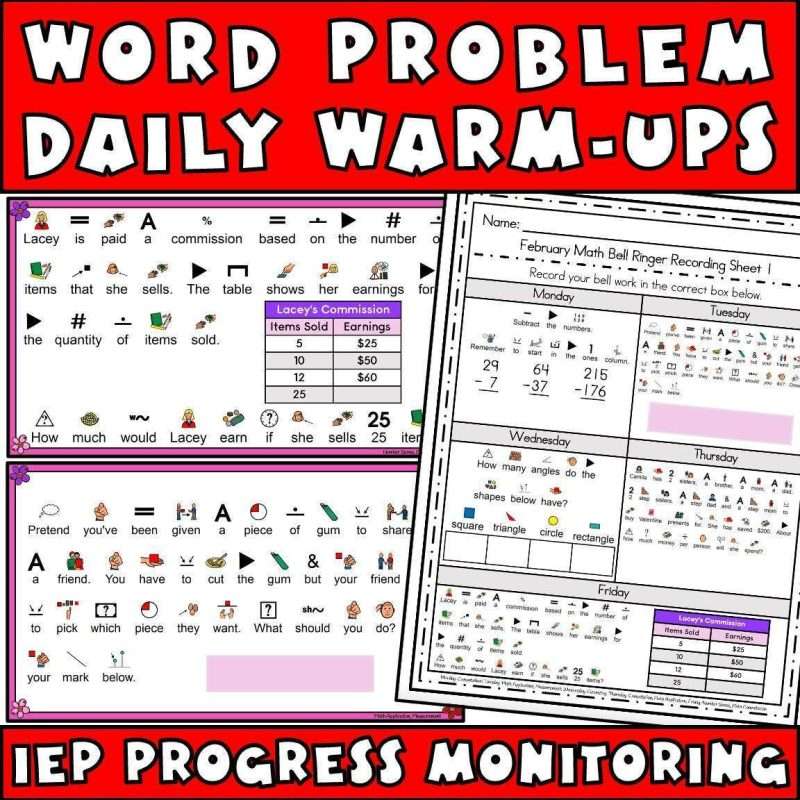 Sped math curriculum with word problems for year long special ed math lessons