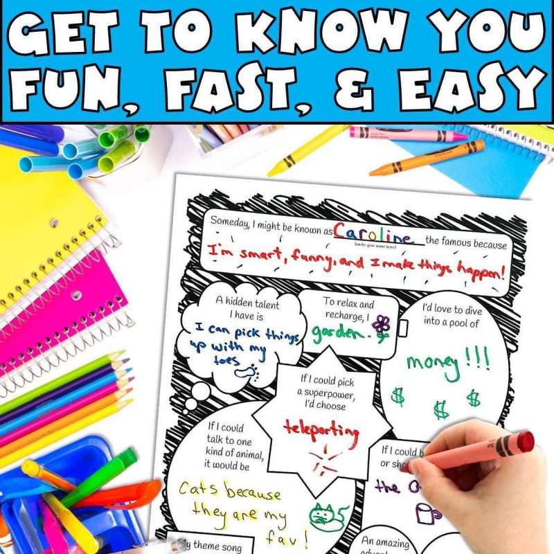 Student interest survey elementary for get to know you fun, fast, and easy back to school activities