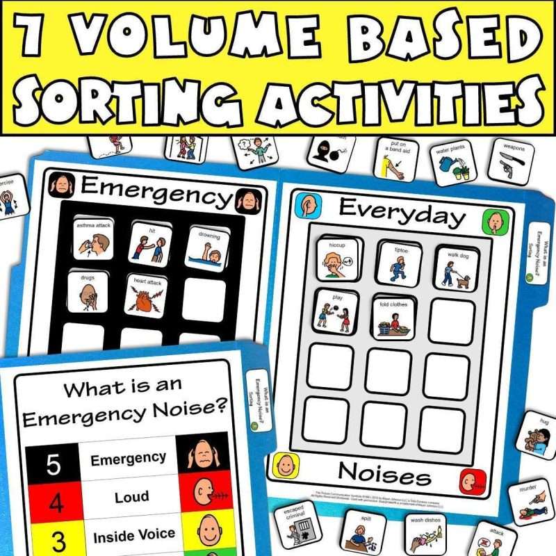 7 volume based sorting activities with noise level meter visuals
