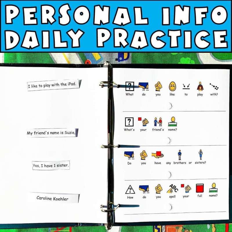 Special education morning meeting personal information daily practice worksheets