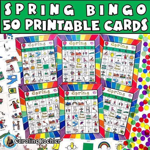 Spring bingo with 50 printable cards