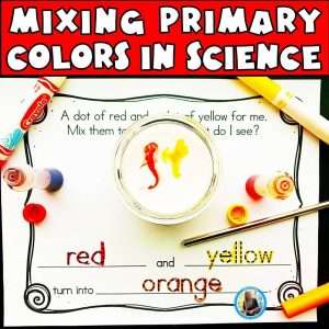 Color mixing activity for primary colors in preschool and kindergarten science